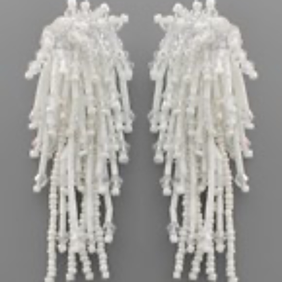 Bead Fringe Cluster Earrings - Picture 2 of 2